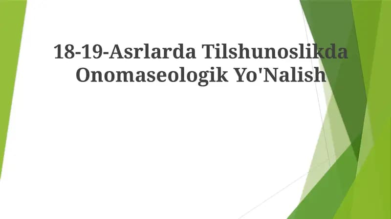 Onomaseologik Yo'Nalish