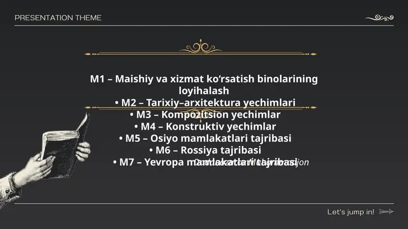 Maishiy va xizmat ko‘rsatish binolarining loyihalash