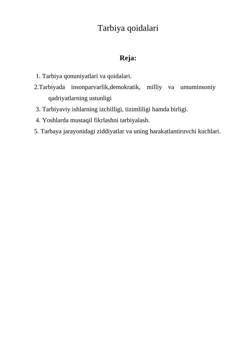 Tarbiya qoidalari