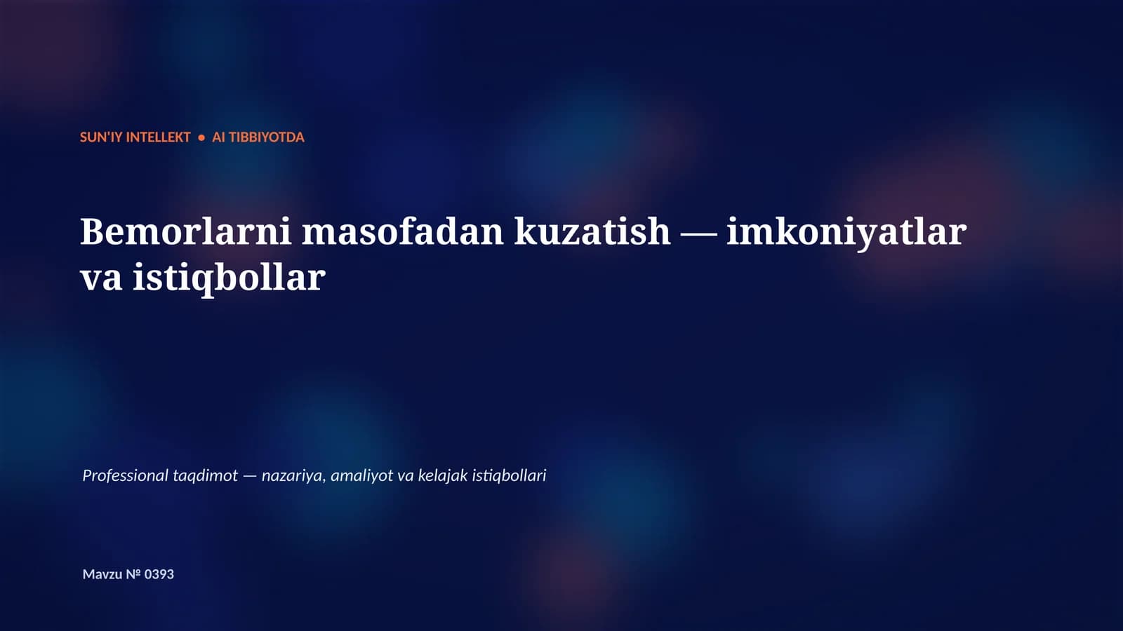 SUN'IY INTELLEKT AI TIBBIYOTDA