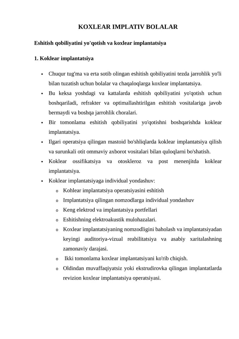 KOXLEAR IMPLATIV BOLALAR