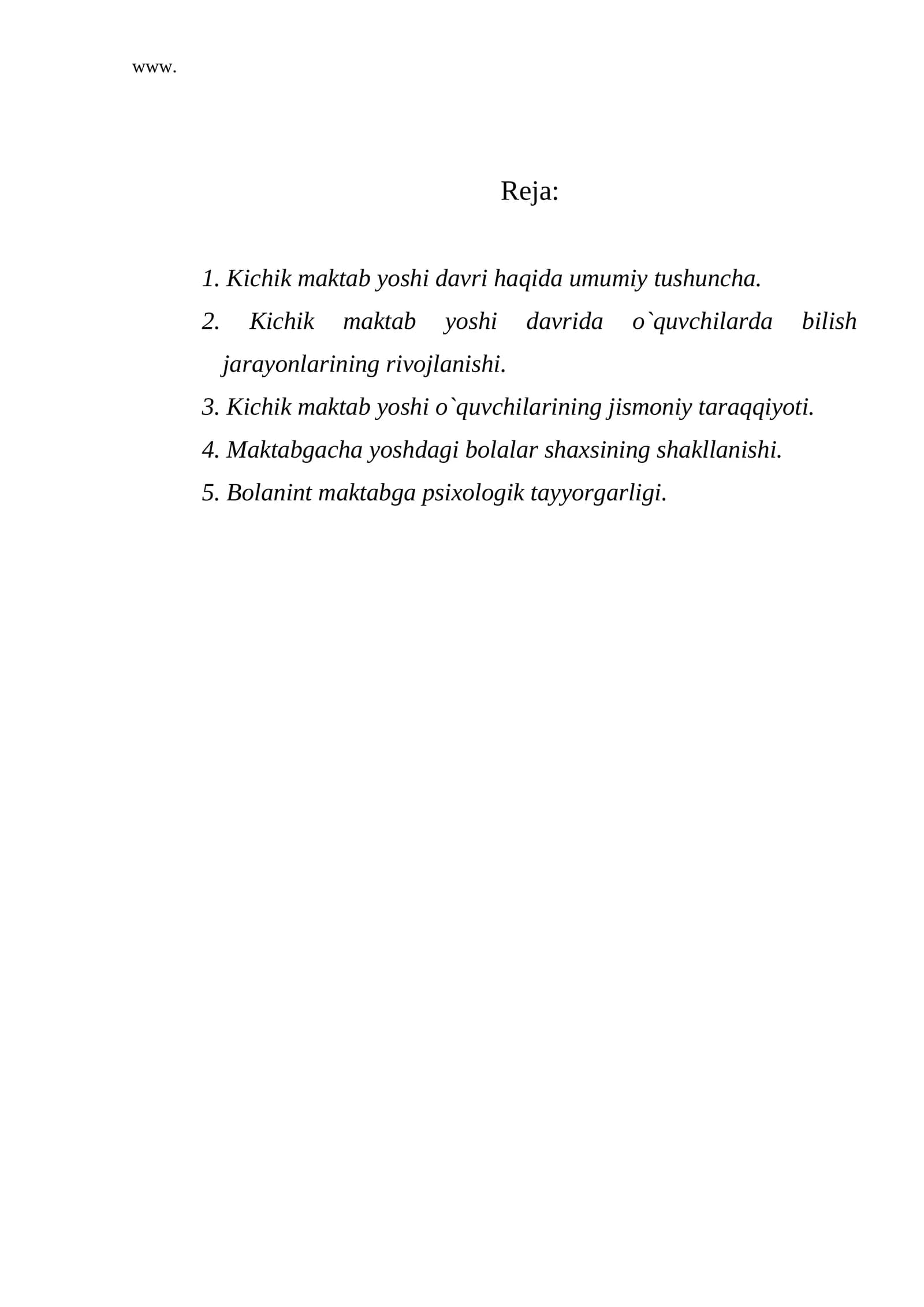 Kichik maktab yoshi davri
