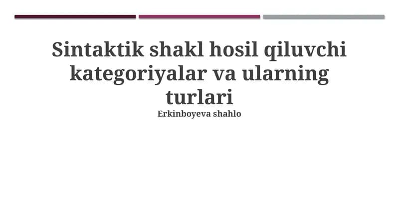Murakkab Gaplarning Sintaktik Tuzuilishi