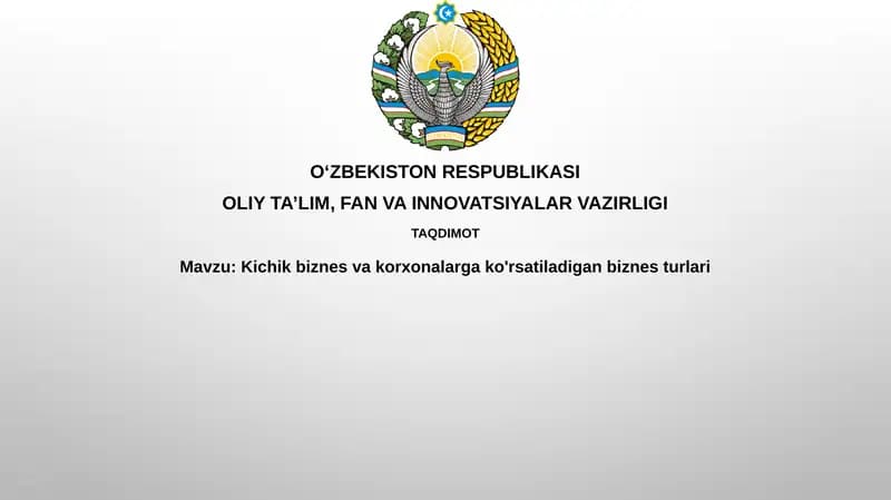 Kichik biznes va korxonalar uchun biznes turlari
