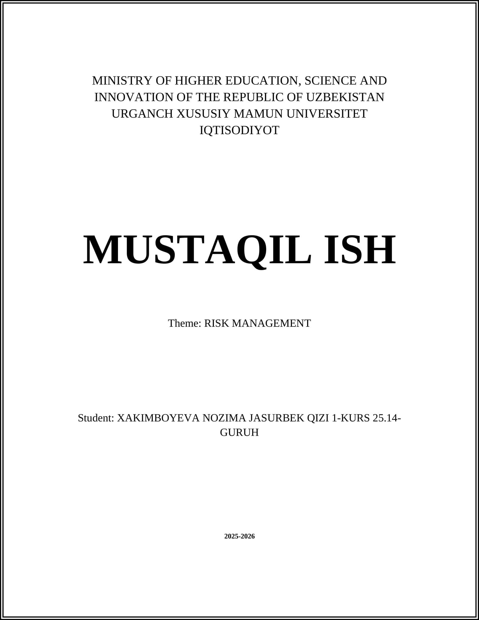 RISK MANAGEMENT