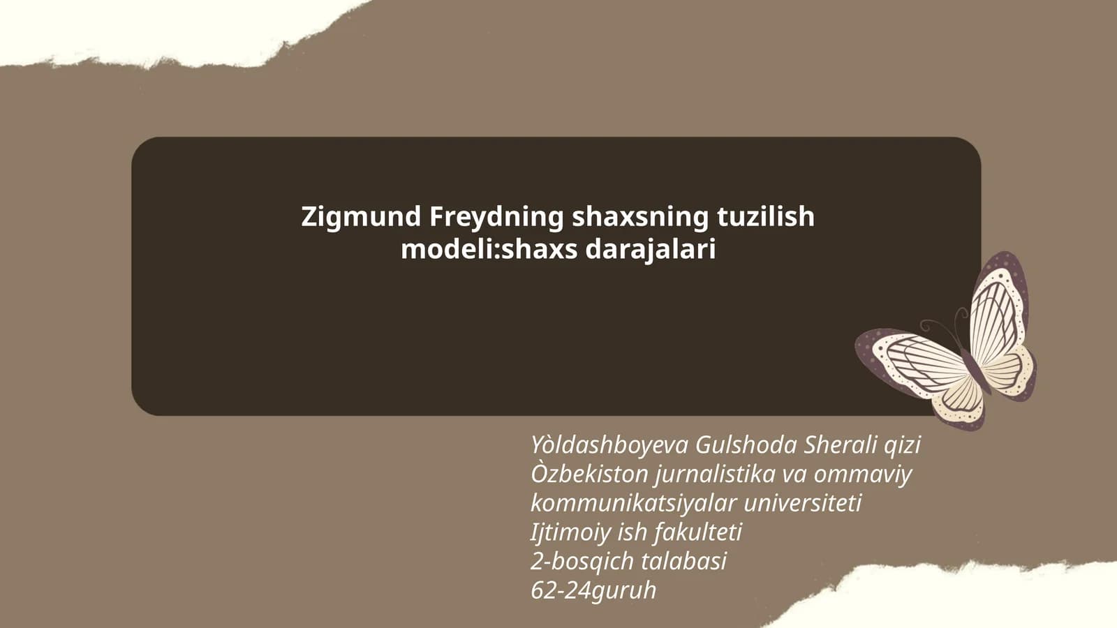 Zigmund Freydning shaxsning tuzilish modeli:shaxs darajalari