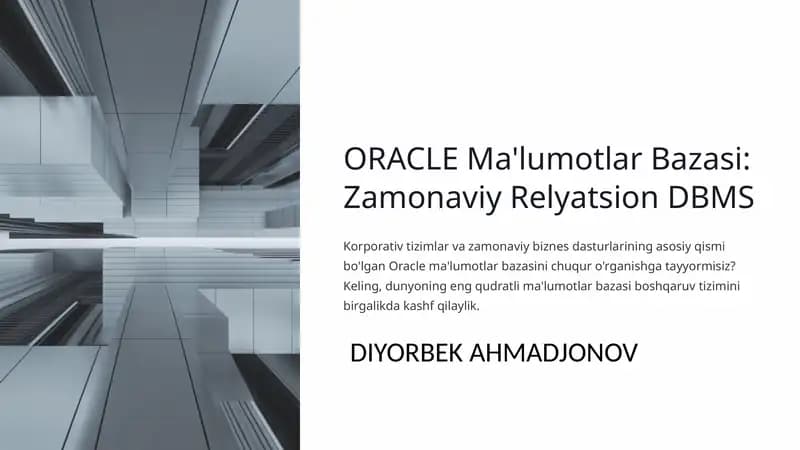 ORACLE Ma'lumotlar Bazasi