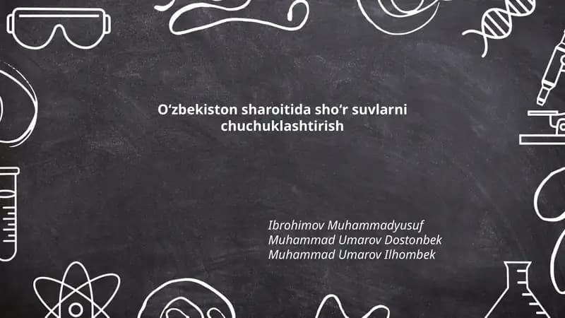 Oʻzbekiston sharoitida shoʻr suvlarni chuchuklashtirish