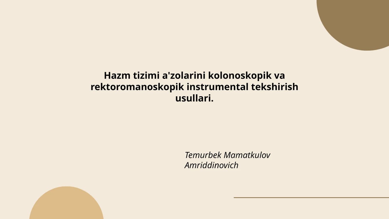 Hazm tizimi a'zolarini kolonoskopik va rektoromanoskopik instrumental tekshirish usullari