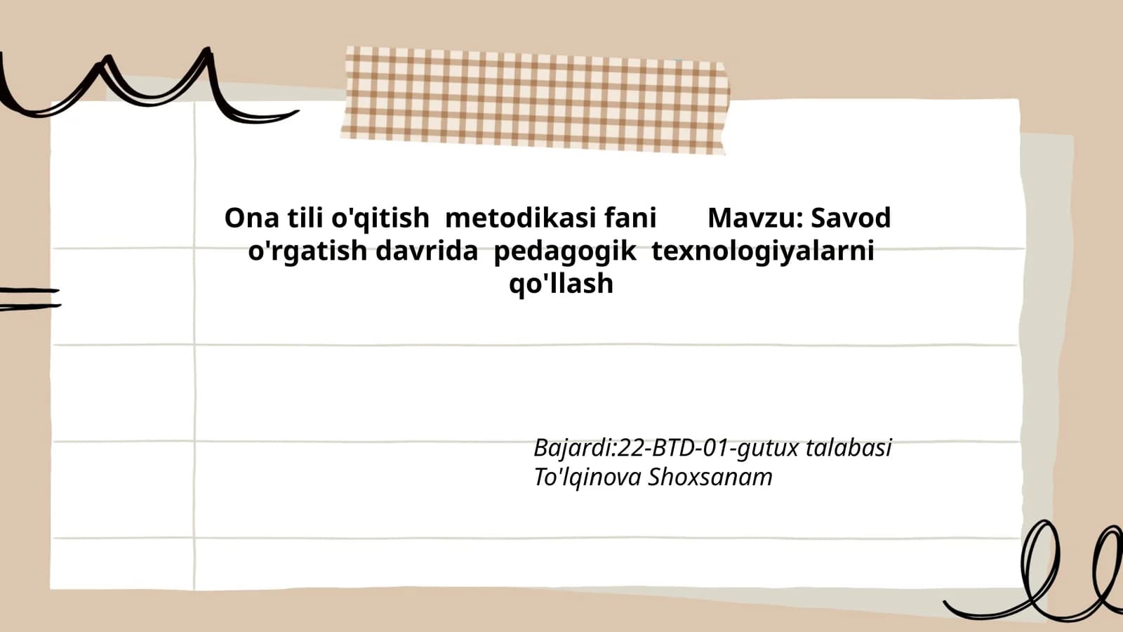 Ona tili o'qitish metodikasi fani