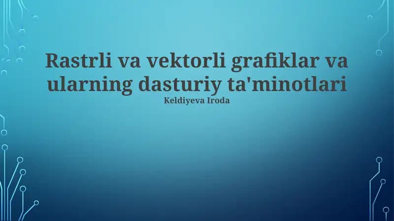 Rastrli va vektorli grafiklar va ularning dasturiy ta'minotlari