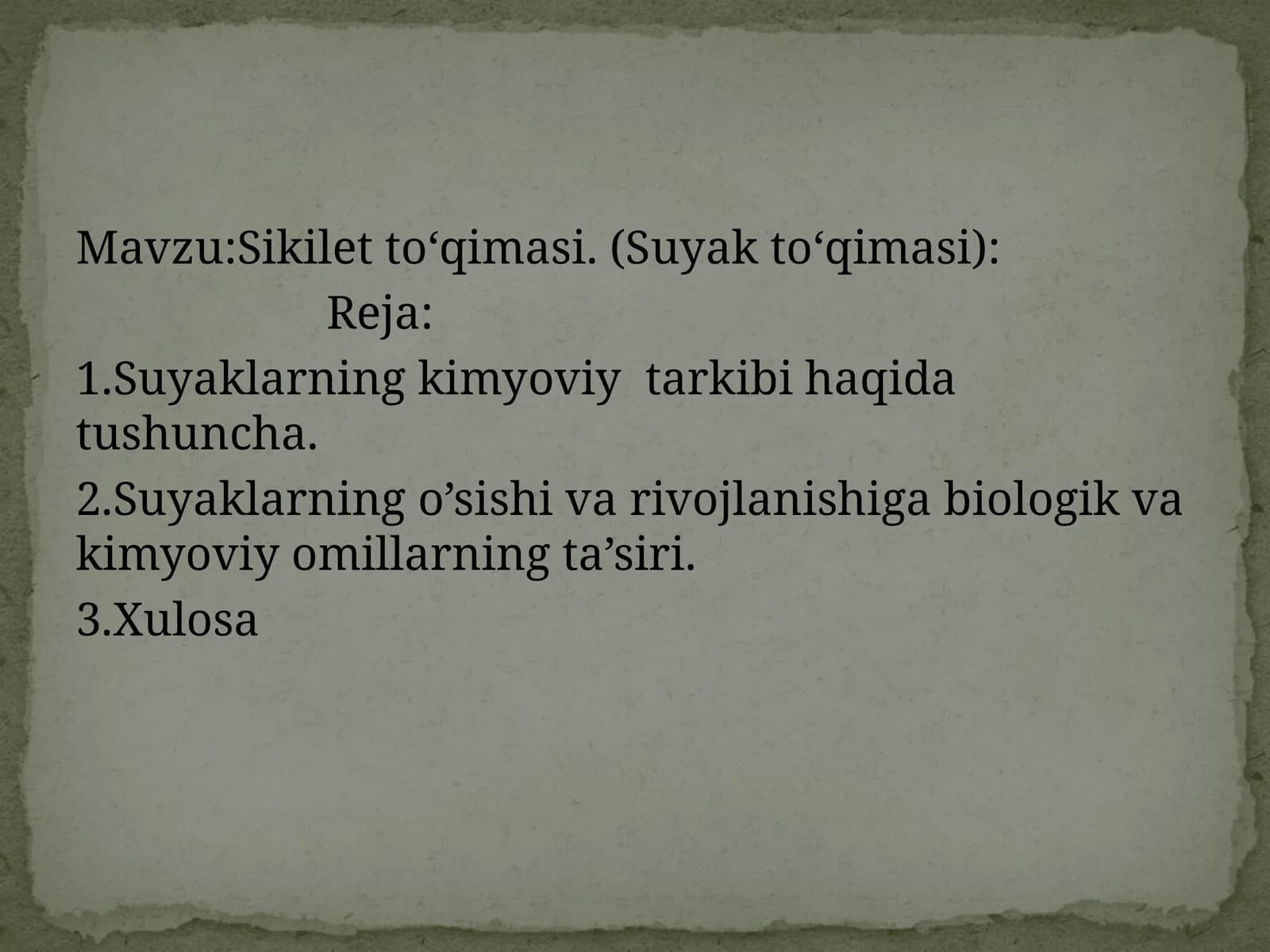 Sikilet toʻqimasi.(Suyak toʻqimasi)