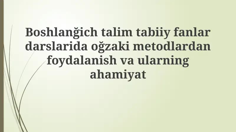 Verbal usullarning ahamiyati