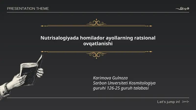 Nutrisalogiyada homilador ayollarning ratsional ovqatlanishi
