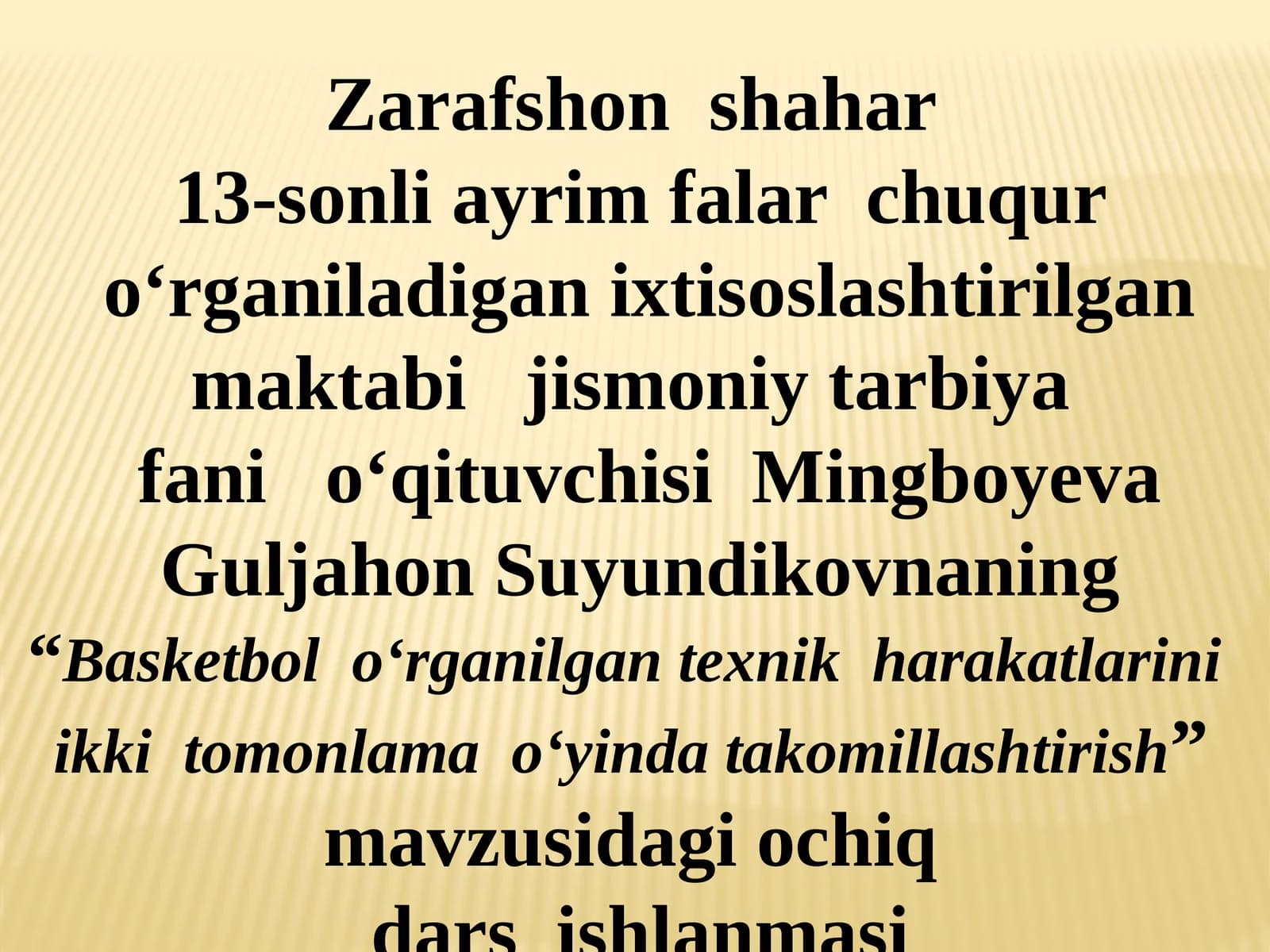 9-sinf Jismoniy tarbiya fanidan Basketbol o'rganilgan texnik harakatlarni ikki tomonlama o'yinda takomillashtirish