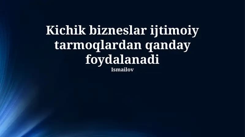 Kichik biznes uchun ijtimoiy media