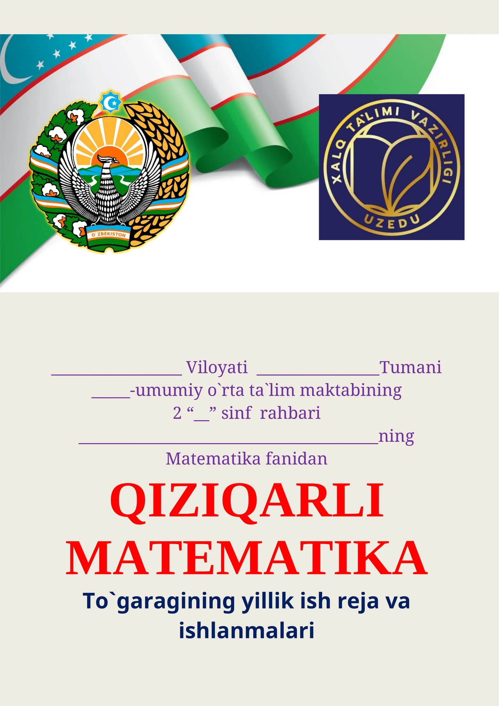 2-sinf Matematika fanidan to'garak konspekti