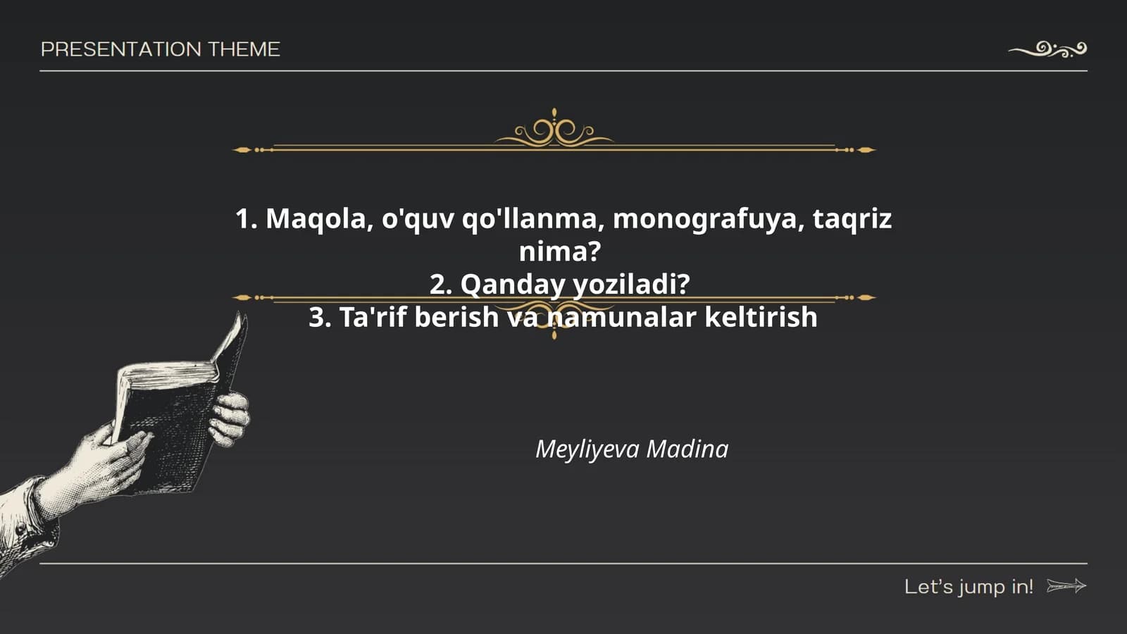 Maqola, o'quv qo'llanma, monografuya, taqriz nima?