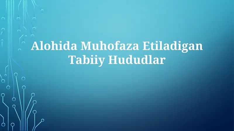 Alohida Muhofaza EtiladiganTabiiyHududlar