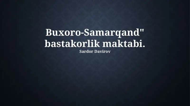 Buxoro-Samarqand maktabi