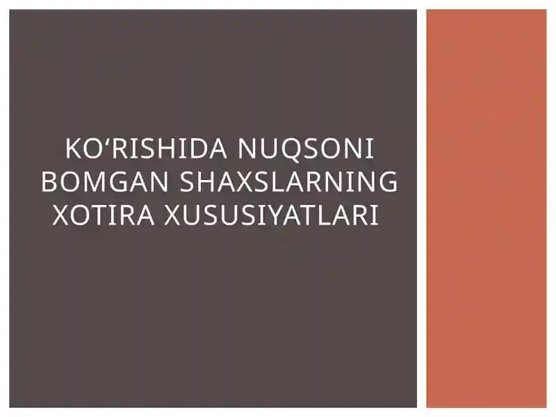 Xotira xususiyatlari