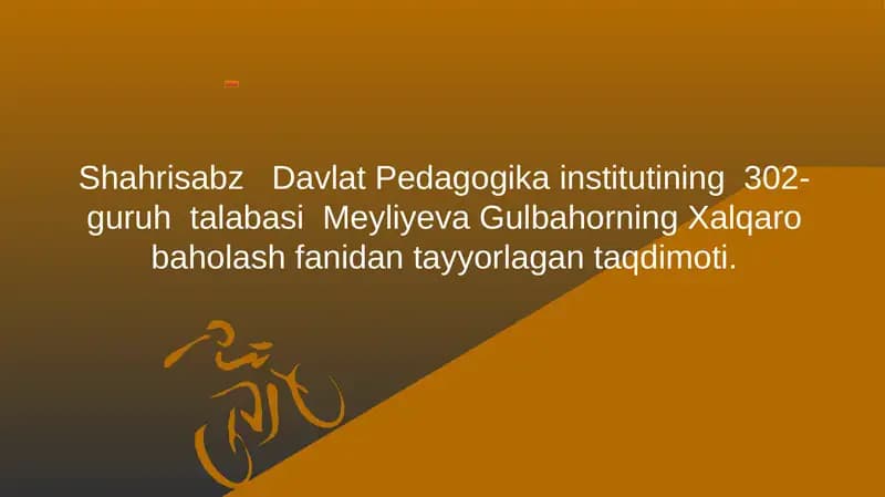 Xalqaro baholash metodlari