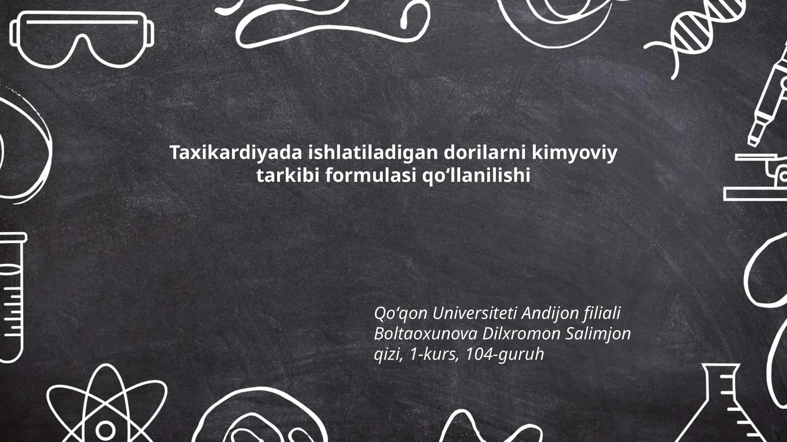 Taxikardiyada ishlatiladigan dorilarni kimyoviy tarkibi formulasi qoʻllanilishi