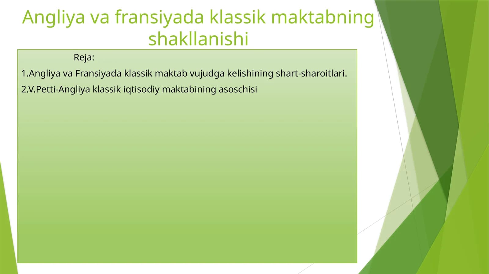 Angliya va fransiyada klassik maktabning shakllanishi