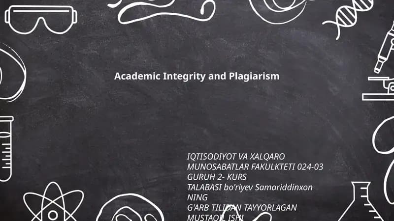 Academic Integrity and Plagiarism