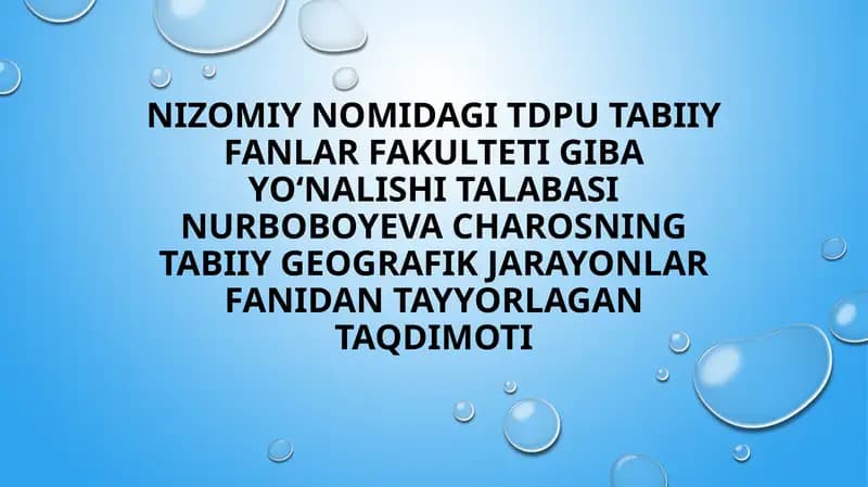 Zilzila ta’sirida vujudga Keladigan tabiiy geografik jarayonlar