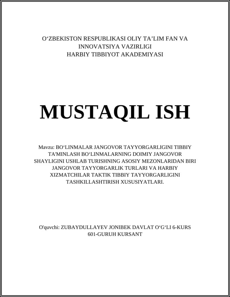 Jangovor Tayyorgarlik Turlari
