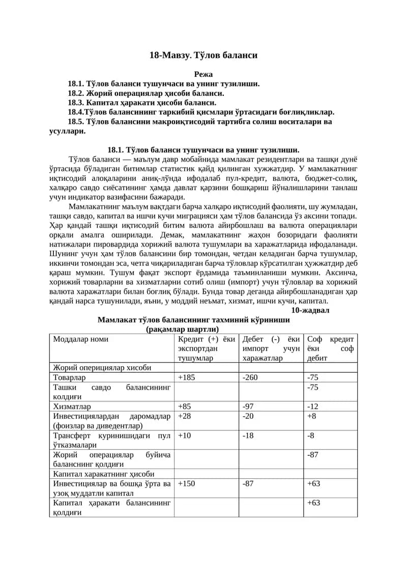 Тўлов баланси