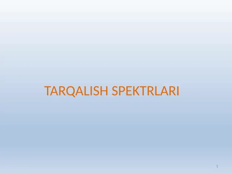 TARQALISH SPEKTRLARI