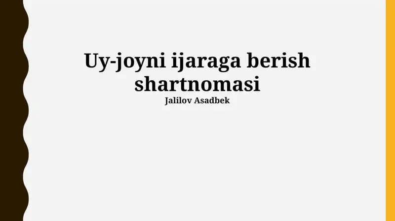 Uy-joyni ijaraga berish shartnomasi