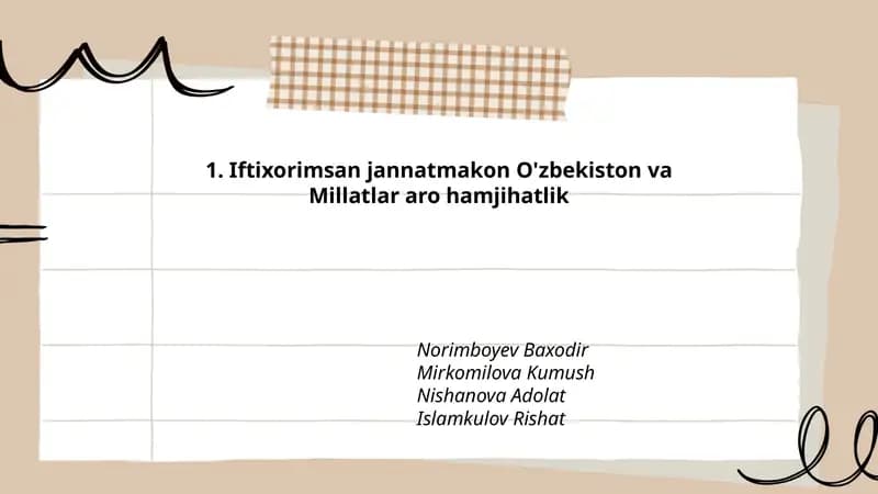 O'zbekistonning millatlararo totuvlik siyosati tarixi va rivoji