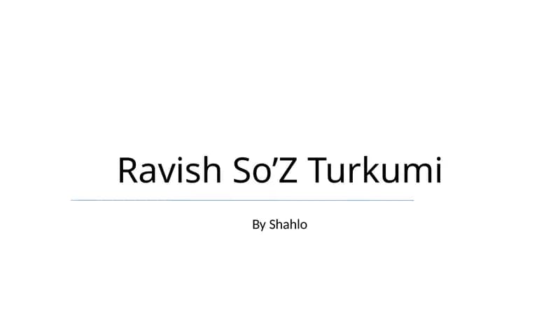 Ravish So’Z Turkumi