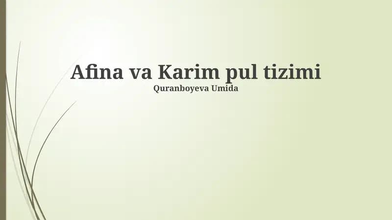 Afina va Karim pul tizimi