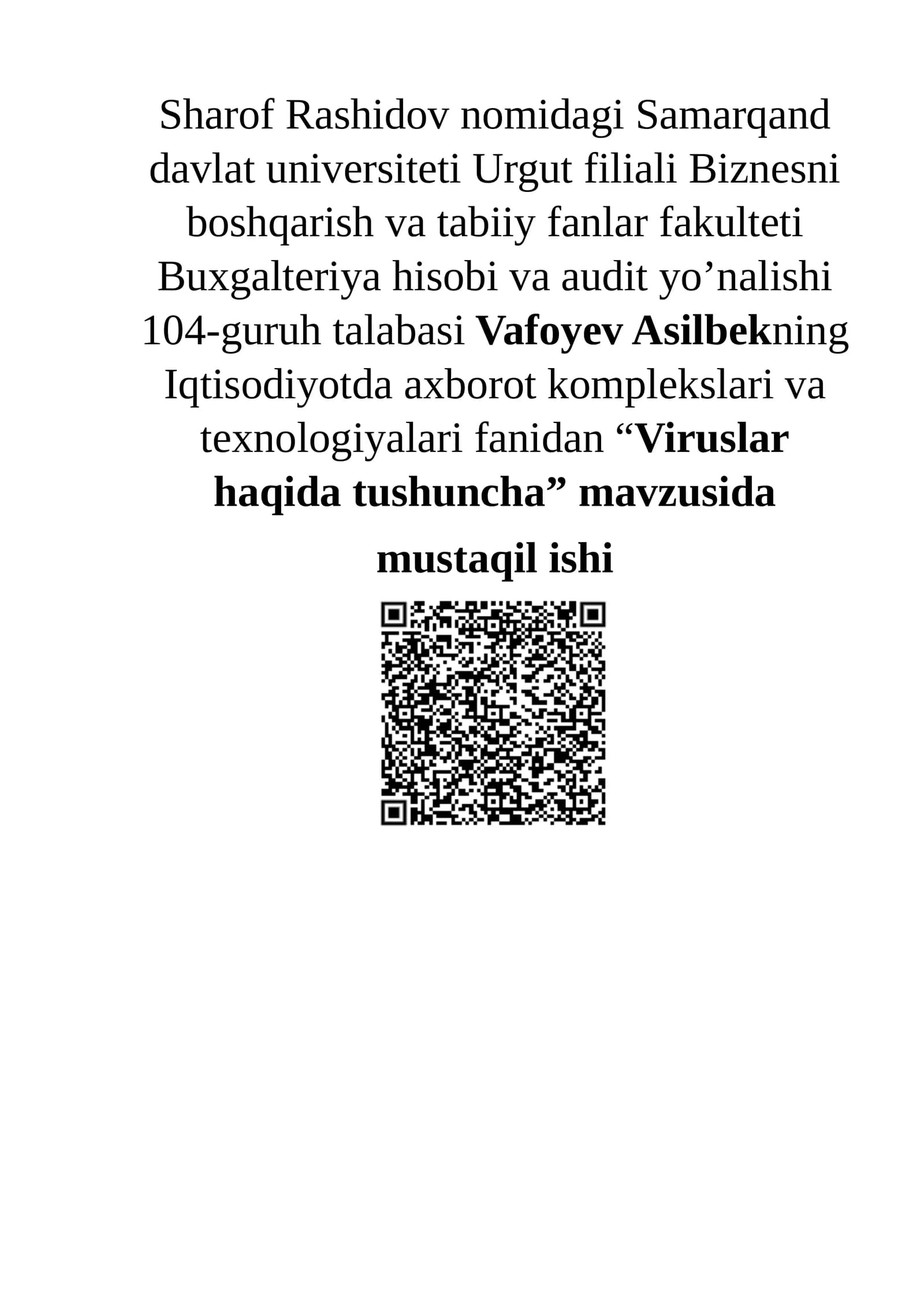 Viruslar haqida tushuncha