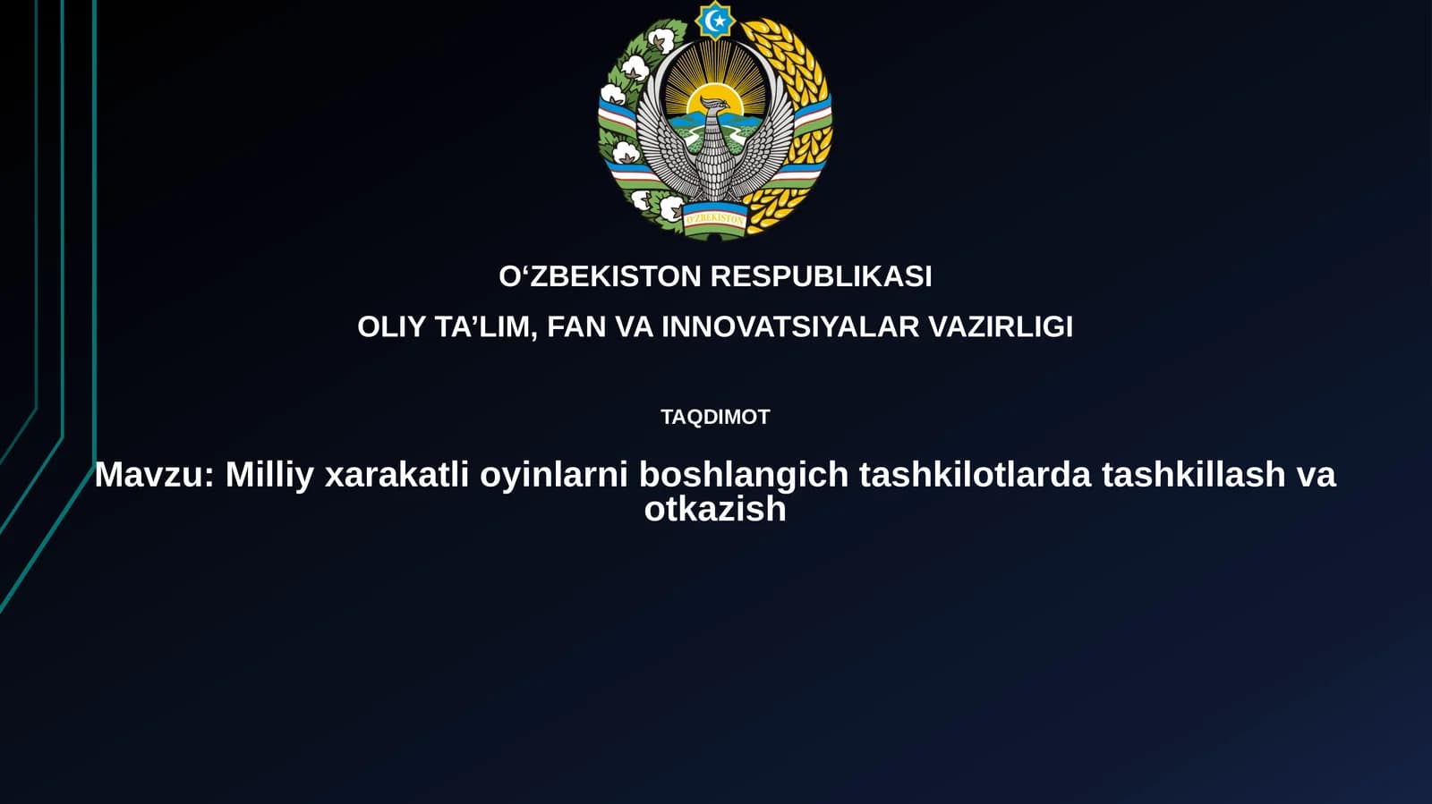Milliy harakatli oʻyinlarni boshlangʻich tashkilotlarda tashkillashtirish va oʻtkazish