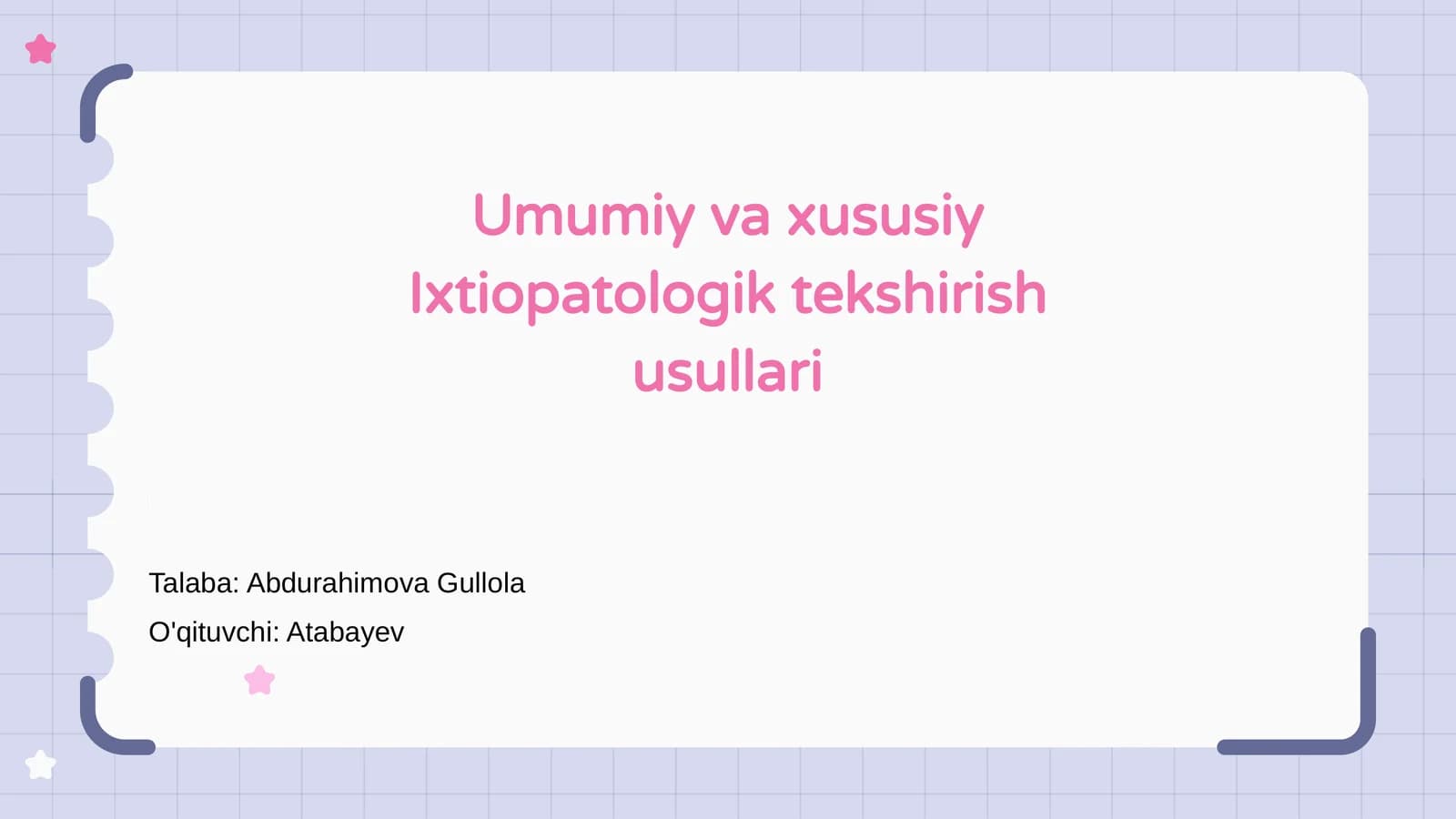 Umumiy va xususiy Ixtiopatologik tekshirish usullari