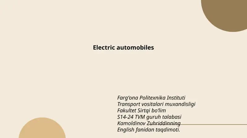 Electric automobiles