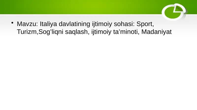 Italiya davlatining ijtimoiy sohasi