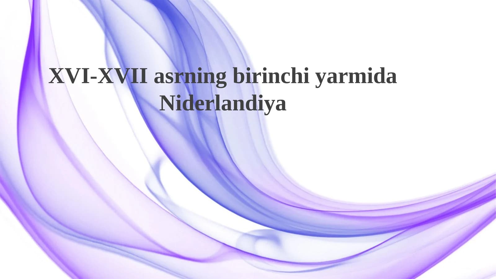 XVI-XVII asrning birinchi yarmida Niderlandiya