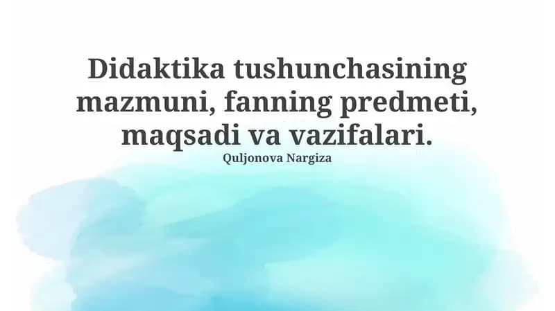 Didaktika tushunchasi