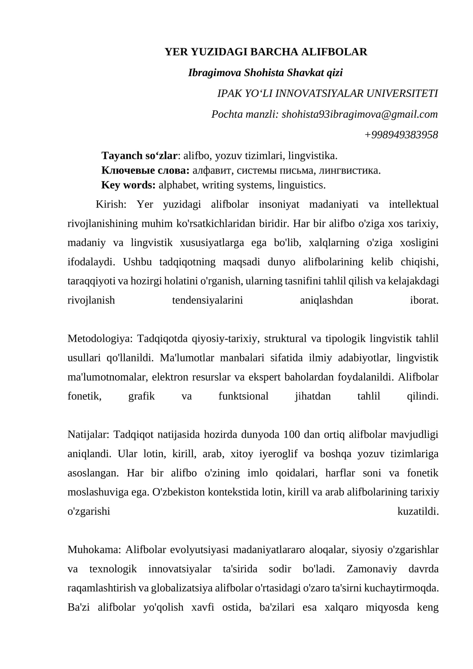 YER YUZIDAGI BARCHA ALIFBOLAR