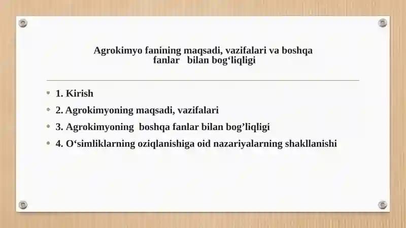 Tuproqshnoslik va agrokimyo
