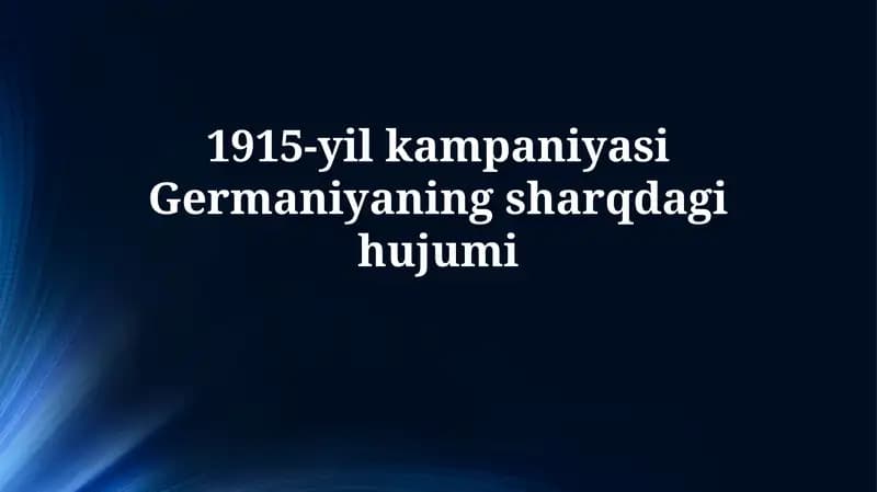 Strategik vaziyat va Germaniyaning maqsadlari