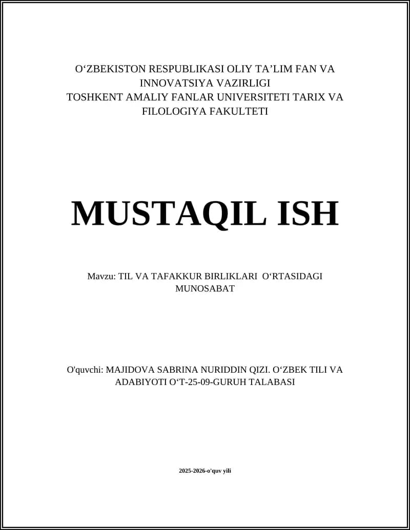 Til va tafakkur: nazariy asoslar