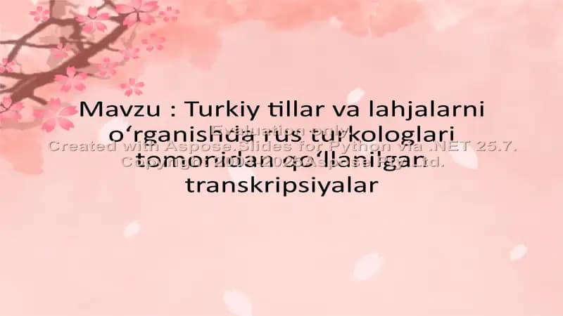 Turkiy tillar va lahjalarni o‘rganishda rus turkologlari tomonidan qo‘llanilgan transkripsiyalar