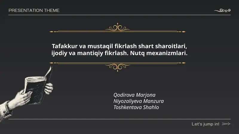 Tafakkur va mustaqil fikrlashning mohiyati va ta'rifi